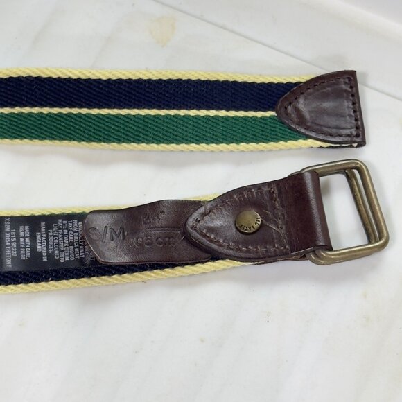 TED BAKER Mens Stripe Belt Blue & Green Polyester Blend Leather Trim Size 34 - Picture 5 of 9
